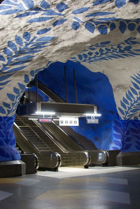 Stockholm’s metro system (Tunnelbana), is widely known as the world’s longest art gallery. This is T-Centralen Station Stockholm though other stunning stations nearby worth the trip are:  => Radhuset => Tekniska hogskolan => Kunstradgarden Metro System, The Trip, Stockholm, Art Gallery, The World, Pins, Art