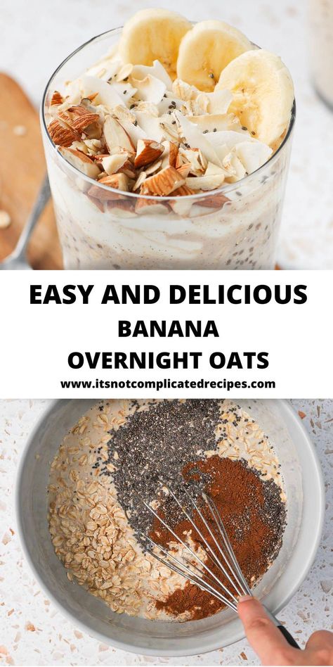 Banana Cinnamon Overnight Oats are so simple to prepare! Simply combine your ingredients and refrigerate overnight, and you have a delicious breakfast to wake up to. These creamy overnight oats are so satisfying and an ideal way to begin your day. Recipes Autumn, Cinnamon Overnight Oats, Complicated Recipes, Smoothies Vegan, Banana Overnight Oats, Overnight Oats Healthy, Lean Belly Juice, Healthy Breakfasts, Banana Oats