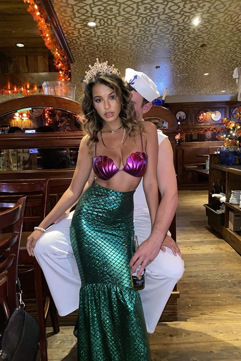 Click to view this sexy bikini top and mermaid skirt on Amazon! Ariel Halloween Costume Women, Diy Ariel Costume, Ariel Costume Diy, Halloween Costumes Pop Culture, Mermaid Costume Women, Adult Mermaid Costume, Ariel Halloween Costume, Ariel Costume, Mermaid Seashell