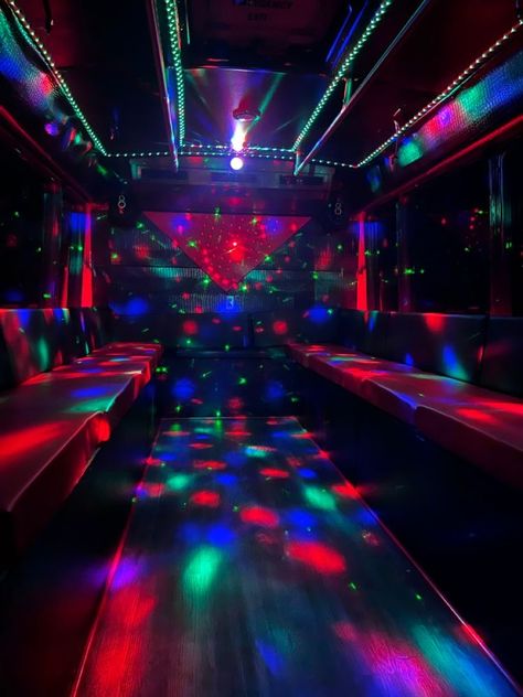 Party Bus Quinceanera, Sweet 16 Party Bus Ideas, Diy Party Bus, Neon Party Dresses, Party Bus Aesthetic, Party Bus Ideas, Prom Party Bus, Loly Pop, Marni Mann