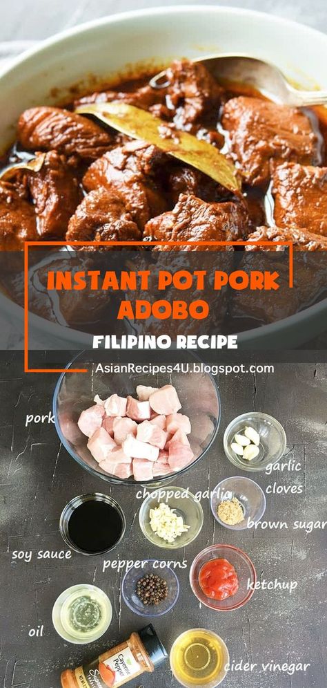 Instant Pot Pork Adobo is the best ever Filipino Adobo recipe that will reward you with extremely juicy melt-in-the-mouth boneless pork meat doused in a lip smacking good sauce. This Instant Pot Adobo Pork is extremely flavorful & easy to make. Don’t miss the tips. #Filipino #Recipes #Pork Filipino Adobo Recipe, Adobo Pork, Filipino Pork Adobo, Filipino Adobo, Pork Adobo, Adobo Recipe, Recipes Instant Pot, Pork Stew, Instant Pot Pork