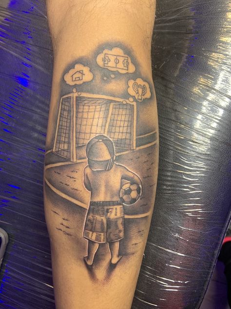 Soccer Tattoo Ideas For Men, Tato Football, Soccer Tattoos For Men Leg, Football Tattoo Ideas For Men Leg, Tattoo Futbol Ideas, Football Tattoo Ideas For Men, Soccer Tattoos For Men, Football Tattoo Design, Christian Tattoos Men