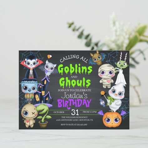 Halloween Birthday Costume Party Invitation Halloween Birthday Costume, Birthday Costume Party, Halloween Invitations Kids, Costume Party Invitation, Halloween Themed Birthday Party, Birthday Costume, Costume Party Invitations, Halloween Birthday Party, Twins Birthday