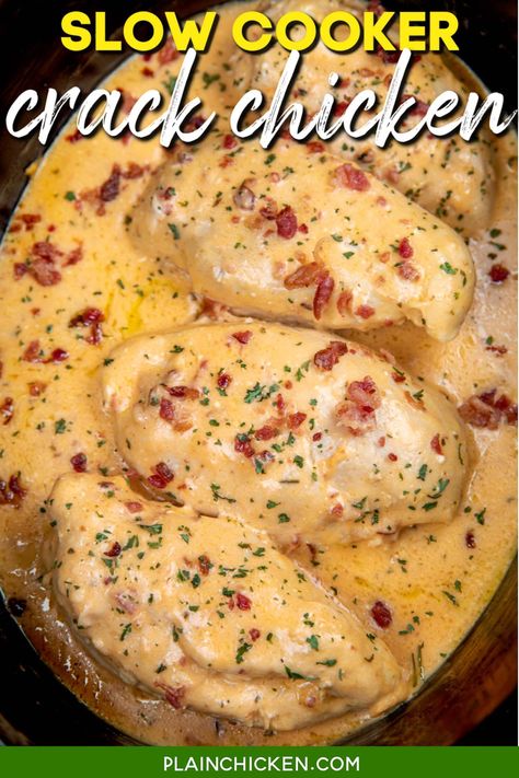 Chicken Breast Crockpot Recipes, Ranch Sauce, Crockpot Chicken Breast, Chicken And Bacon, Chicken Crockpot Recipes Easy, Ways To Cook Chicken, Plain Chicken, Angel Hair Pasta, Crockpot Dishes