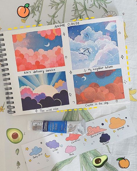 🌼🌿 𝕄𝕚𝕠 🌿🌼 (@5aemio_) • Fotos y vídeos de Instagram Anime Clouds, Posca Art, Kiki's Delivery Service, Gouache Art, Beautiful Painting, Mini Canvas Art, Painting Art Projects, Diy Art Painting, Gouache Painting