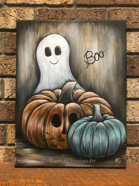 Halloween Scenes To Paint, Pumpkin Paintings On Canvas, Halloween Acrylic Painting Ideas, Fall Acrylic Painting Ideas, Pumpkin Painting Ideas Canvases, Acrylic Painting Ideas Easy, Fall Paintings On Canvas Easy, Thanksgiving Painting, Fall Painting Ideas