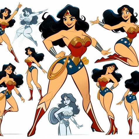 Superhero Female Pose, Striper Poses Draw, Dc Wonder Woman Art, Superhero Poses Female, Diverse Character Design, Female Superhero Design, Female Superhero Poses, Wonder Woman Concept, Phil Bourassa