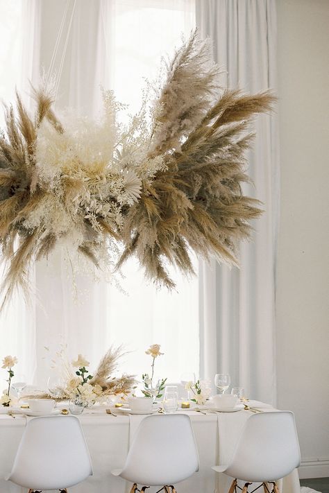 Cream Color Palette, Grass Installation, Candlelit Table, Bohemian Luxe, Flower Chandelier, Flower Installation, Arkansas Wedding, Northwest Arkansas, Eames Chairs