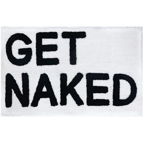 Add a touch of humor to your bathroom with the Get Naked Bath Mat. Its non-slip microfiber design ensures safety while bringing a funny twist to your decor. #BathroomDecor #FunnyBathMat (Disclaimer: I am an Amazon affiliate.) Colorful Bath Mat, White Bathroom Rug, Gray And White Bathroom, Grey And White Rug, Bathtub Mat, Slogan Design, Plush Carpet, Shower Mat