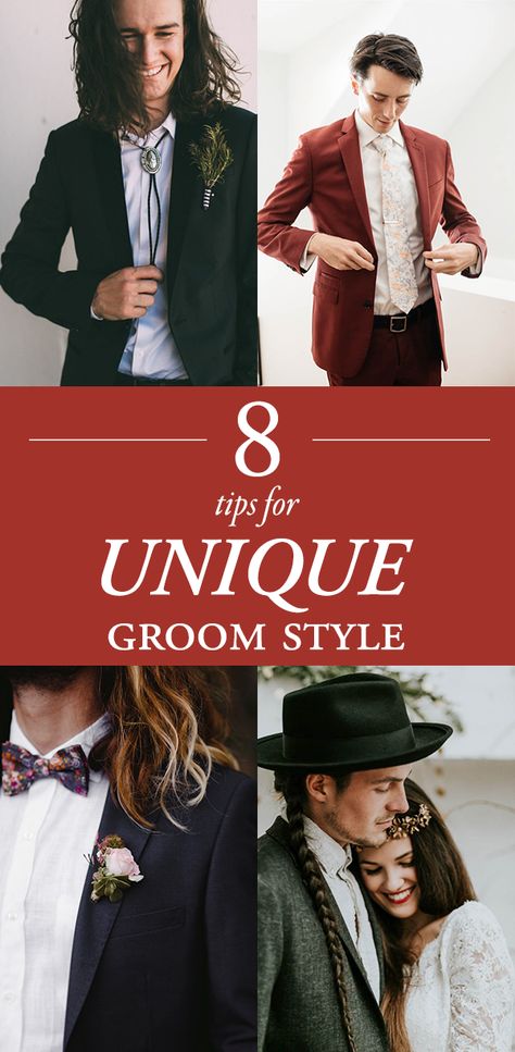 Hipster Groom, Bohemian Groom, Groom Suit Ideas, Alternative Groom, Wedding Groom Suit, Colored Suits, Fall Wedding Attire, Wedding Ideas Unique, Nontraditional Wedding Dress