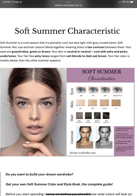 Soft Summer Brunette, Summer Brunette, Soft Summer Makeup, Soft Summer Palette, Dark Roots Blonde Hair, Style Analysis, Soft Summer Colors, Blonde Hair Blue Eyes, Blonde Hair Shades