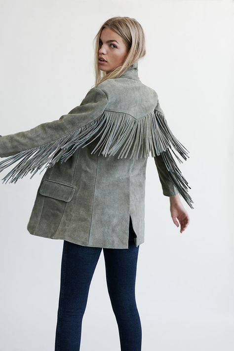 Fringe Coats, Fringe Leather Jacket, Leather Blazer Jacket, Suede Fringe Jacket, Leather Jacket Outfits, Free People Jacket, Fringe Jacket, Suede Fringe, Leather Fringe