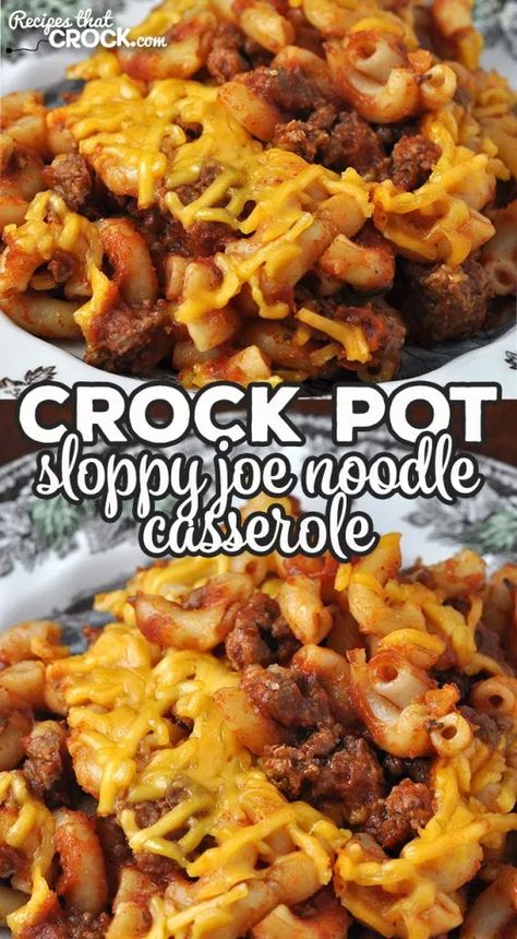 We love this Crock Pot Sloppy Joe Noodle Casserole recipe in my house, and I bet you will too! It is easy to make and so delicious! Crock Pot Sloppy Joe, Casserole With Noodles, Crock Pot Sloppy Joes, Slow Cooker Sloppy Joes, Sloppy Joe Casserole, Sausage Crockpot, Crockpot Pasta, Crockpot Recipes Beef Stew, Crockpot Casserole