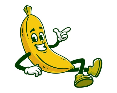 Eating Illustration Character, Banana Art Illustration, Banana Character, Banana Cartoon, Cartoon Banana, Mascot Illustration, Vegetable Cartoon, Adobe Illustration, Clip Art Design