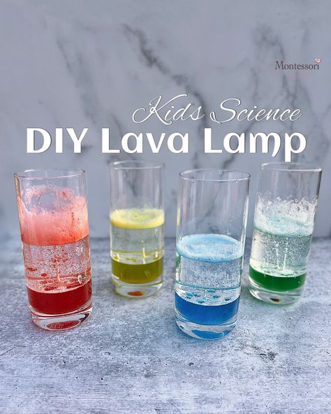 Kids Science experiment on how to make a homemade colorful DIY Lava Lamp without alka seltzer + Video Tutorial is included. Lava Lamp Without Alka Seltzer, Lava Lamp For Kids, Diy Lava Lamp, Lava Lamp Experiment, Kids Science Experiment, Homemade Lava Lamp, Alka Seltzer, Montessori Homeschool, Kids Science