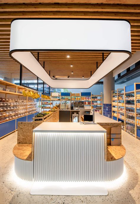 Super Market Design Architecture, Supermarket Restaurant Design, Beverage Store Design, Specialty Grocery Store, Modern Deli Design, Grocery Market Design, Modern Supermarket Design, Small Store Design Food, Supermarket Design Exterior