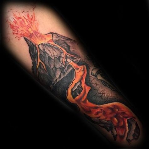 50 Volcano Tattoo Designs For Men - Erupting Hot Lava Ink Ideas Volcano Tattoo Design, Volcano Tattoos, Volcano Tattoo Minimalist, Lava Tattoo, Volcano Tattoo, Cara Delevingne Tattoo, Katy Perry Tattoos, Hawaii Tattoos, Guys Tattoos