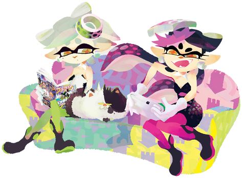 Splatoon 2 Marie, Sisters Illustration, Splatoon Squid Sisters, Splatoon Squid, 3d Pose, Squid Sisters, Callie And Marie, Sister Poses, Splatoon 2 Art