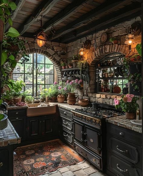 Medieval Style Home, Cocina Aesthetic, Hobbit Kitchen, Hobbit House Interior, Witchy House, Barndominium Interior, Witchy Kitchen, Fairytale House, Fantasy Rooms