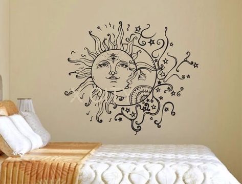 Night Symbol, Fashion Bedroom, Star Wall Decals, Star Vinyl, Moon Crescent, Wall Decals For Bedroom, Ethnic Decor, Dorm Walls, Wall Stickers Bedroom