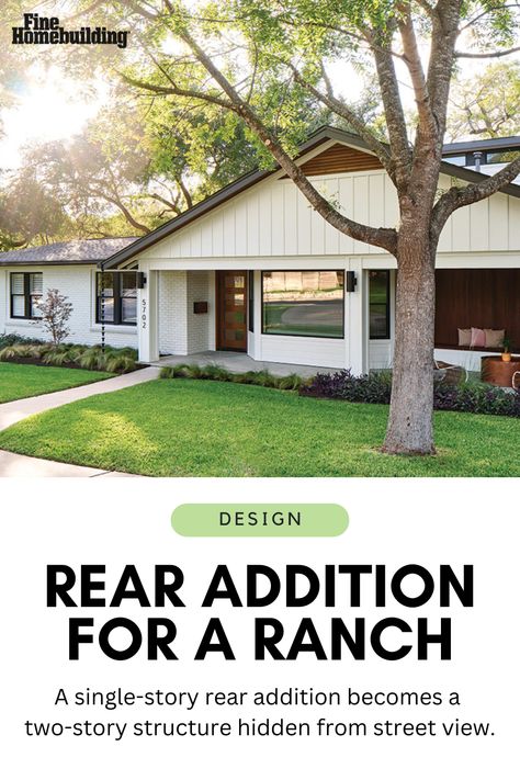 Ranch House With Addition, Rambler Addition Ideas, Addition To Ranch House Ideas, Unique Home Additions, Adding On To A Ranch Style House, Adding A Second Story To A Ranch, Ranch Makeover Exterior, Modular Home Addition Ideas, Second Story Addition Before And After