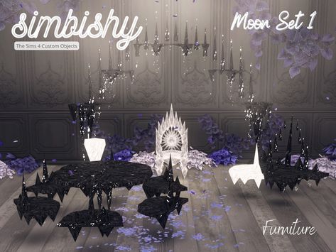 The Sims Resource - Moon Set 1 - Furniture Emo Decor, Sims 4 Cc Goth, Neon Heart Light, Moon Table, Moon Set, Sims Packs, Cc Mods, Diamond Chandelier, Moon Setting