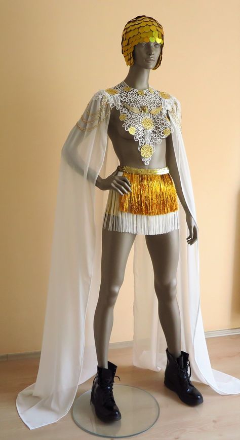 "☆A way-out design for theme parties, performance shows, special events, festivals or weddings. ☆With this royal looking UNISEX costume, we aimed to go beyond the ordinary and tried to bring a fresh&youthful contemporary perspective to all aspects of \"TRADITIONAL\" cosplay and costume designs. ☆Our artistic apperal consists of 3 pieces (cape+skirt+short) but it's your choice to make your own combination!  (If you want, you are able to purchase any piece separately as well.) ☆These unique outfit Greek Inspired Outfits Men, God Cosplay, Burning Man Wedding, White Goddess Dress, God Costume, Egypt Costume, Greek God Costume, Cape Skirt, Wedding Cloak