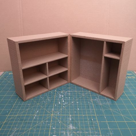 Cardboard Desk Organizer, Cardboard Shelves, October Diy, Making Miniatures, Lap Book, Cardboard Craft, Cardboard Storage, Desk Organization Diy, Cardboard Design