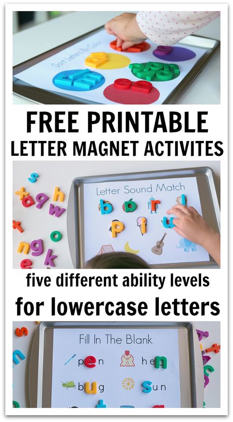 Free Printables to use with magnetic letters. Letter Magnets, Magnet Activities, Abc Activities, Kindergarten Centers, Preschool Literacy, Magnetic Letters, Letter Activities, Alphabet Preschool, Kindergarten Literacy