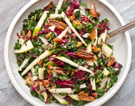 Kale, Apple and Pancetta Salad Cooking Goals, Sausage Dinner, Salads Recipes, Kale Salad Recipes, Kale Recipes, Autumn Salad, Apple Salad, Winter Salad, Serious Eats