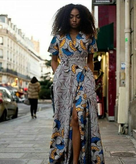 27 Best Kitenge Designs For Long Dresses Ankara Wrap Dress, Kitenge Dress, Kitenge Designs, Mode Prints, Best African Dresses, Ankara Gown Styles, Afrikaanse Mode, African Print Dress, African Print Dresses