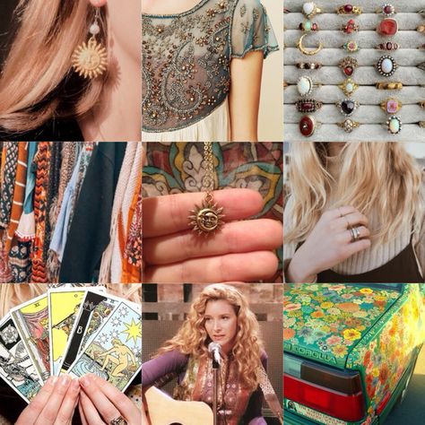 Phoebe Style Friends, Phoebe Buffay Clothes, Pheobe Buffay Aesthetic Outfits, Phoebe Buffay Whimsigoth, Pheobe Buffay Jewelry, Phoebe Buffet Aesthetic, Phoebe Buffay Aesthetic Moodboard, Pheobe Buffet Aesthetic, Phoebe Buffay Aesthetic Outfit