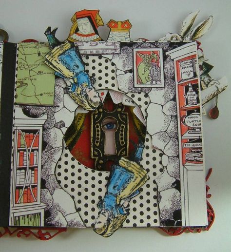 Telling Stories Art Gcse, Alice In Wonderland Textiles, Alice In Wonderland Tunnel, Tunnel Books, Alice In Wonderland Crafts, Scrapbook Inspo, Tunnel Book, Alice In Wonderland Book, Gcse Art Sketchbook