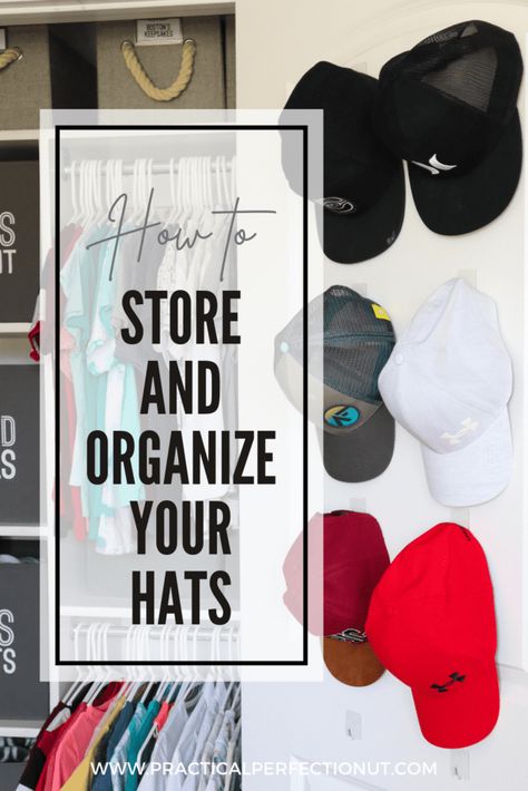 Do you have a lot of hats and nowhere to put them? Or maybe your hat collection is taking up too much space in your closet and hats are overflowing into your bedroom. In this blog post, we will give you some ideas for how to store hats easily and efficiently when they aren’t on... How To Store Hats Ideas, Storing Baseball Caps, How To Organize Hats Baseball Caps, Organizing Baseball Hats, Baseball Cap Organization Ideas, How To Organize Hats, Closet Hat Organization, How To Store Hats, Hat Organization Closet