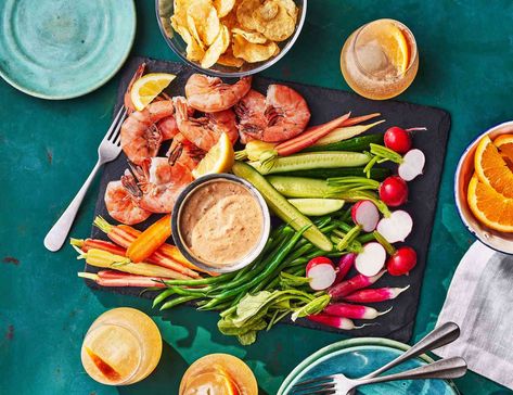 Recipes Potluck, Fresh Seafood Market, Southern Living Recipes, Make Ahead Appetizers, Shrimp And Vegetables, Seafood Market, Summer Appetizer, Old Bay, Radishes