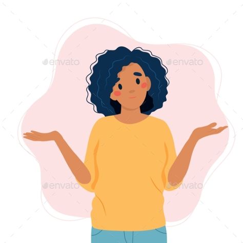 Woman Shrugging with a Curious Expression #Ad #Shrugging, #Woman, #Expression, #Curious Woman Expression, Curious Expression, Poses Reference, Character Poses, Flat Style, Pose Reference, Vector Illustration, Illustrations, Disney Princess