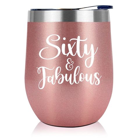 PRICES MAY VARY. TRENDY AND SUPER CUTE - With its delicate shape and eye-catching color, this tumbler is a sure hit even to the most meticulous crowd. Anyone would love to never be without it. Perfect gifts ideal for women turning 60, mom, wife, sisters, her, friends. DOUBLE WALL VACUUM INSULATION - We use double-wall insulation to help retain hot and cold liquid temperatures, which makes our wine tumbler also great for water, coffee, cola, beer, juice, tea, ice cream, cocktails and more BPA FRE 60th Birthday Gift Ideas, Birthday Gift Ideas For Women, 60th Birthday Gifts For Women, Birthday Decorations For Women, 60th Birthday Decorations, 60 Year Old Woman, Happy 60th Birthday, Gift Ideas For Women, Beach Friends