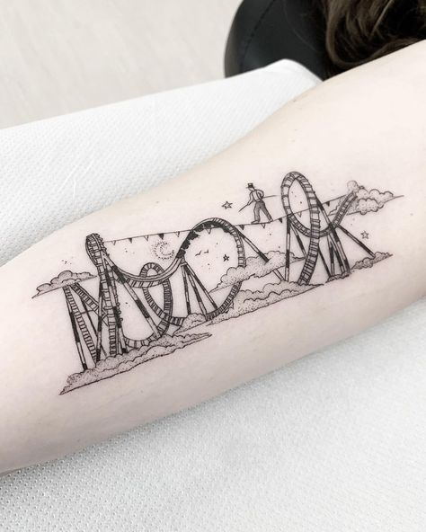 Carnival Tattoo, Tiny Tattoos For Women, B Tattoo, Maori Tattoo, Line Tattoos, Get A Tattoo, Deathly Hallows Tattoo, Tiny Tattoos, Roller Coaster