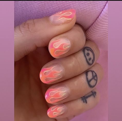 Flame Nails, Flame Nail Art, Mens Nails, Orange Nails, Dream Nails, Coffin Nails Designs, Fire Nails, Classy Nails, Funky Nails