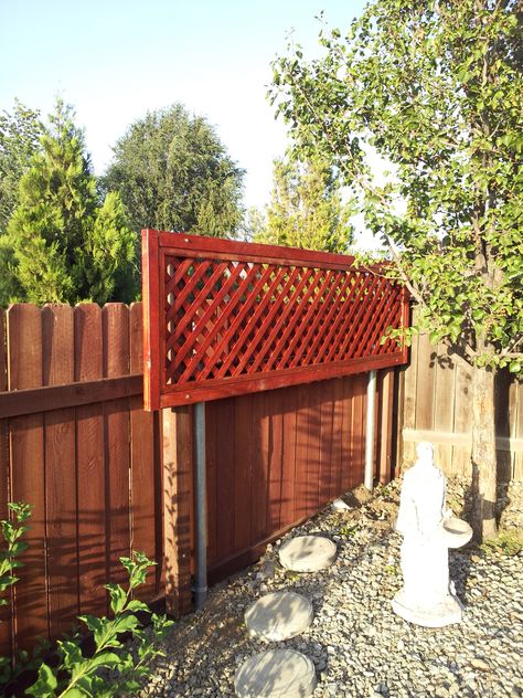 Lattice On Top Of Fence, Privacy Above Fence Ideas, Horrible Neighbors, Deck Bars, Lattice Privacy Fence, Fence Lattice, Privacy Landscaping Backyard, Privacy Trellis, Privacy Fence Landscaping