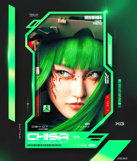 Instagram & TikTok :: @knxghtdzn Cyberpunk Design, Portfolio Design Layout, Industrial Design Sketch, Editing Inspiration, Cover Art Design, Graphic Design Fun, Photoshop Design, Green Hair, Graphic Design Posters