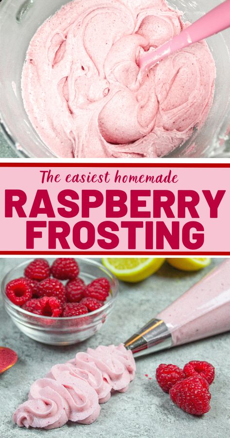 Raspberry Frosting Recipe, Artistic Baking, Homemade Icing, Raspberry Buttercream Frosting, Raspberry Frosting, Cake Filling Recipes, Frosting Recipes Easy, Raspberry Buttercream, Cake Frosting Recipe