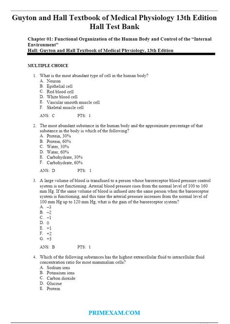 Guyton and Hall Textbook of Medical Physiology 13th Edition Hall Test Bank. Answers and cheat sheets PDF Skeletal Muscle, White Blood Cells, Red Blood Cells, Multiple Choice, Cheat Sheets, Human Body, Medical