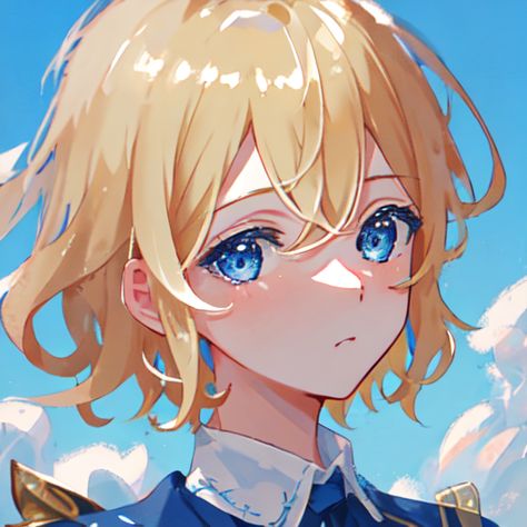 Short Blonde Hair Anime Pfp, Blonde Anime Woman Blue Eyes, Anime Blonde Hair Female Blue Eyes, Short Blonde Hair Anime, Anime Bob Hair, Blonde Hair Fade, Blonde Hair Anime, Blinde Hair, Blonde Anime Boy