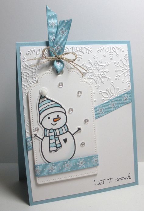 Winter Themed Handmade Cards, Winter Greeting Cards Handmade, Snowman Xmas Cards, Snowman Christmas Cards Diy, Let It Snow Cards Handmade, Snow Cards Handmade, Winter Handmade Cards, Winter Cards Diy, Noel Cards Handmade