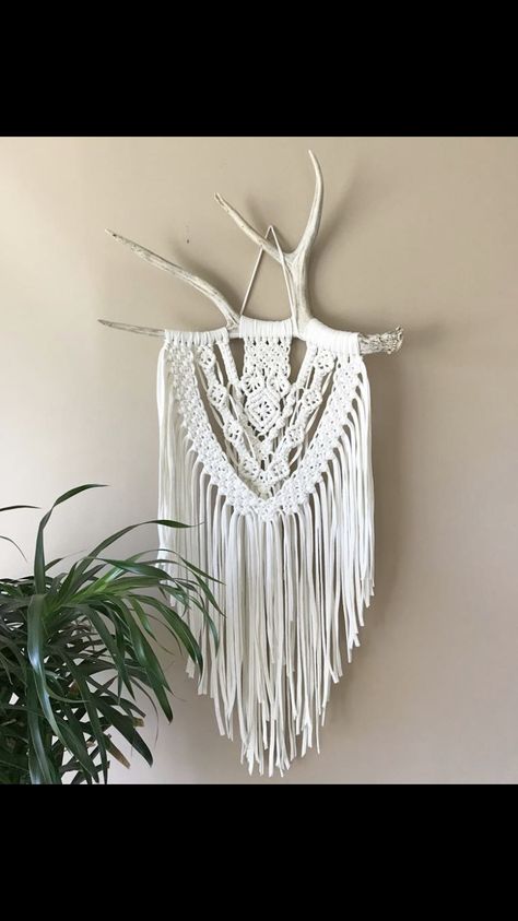 Macrame Antlers Wall Hangings, Antler Macrame Wall Hangings, Honorable Weaving, Antler Macrame, Antler Wall Hanging, Extra Large Macrame Wall Hanging, Antler Ideas, Boho Modern Farmhouse, Antlers Decor