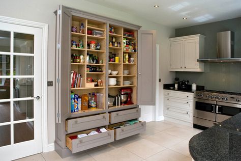 20 Astounding Kitchen Cupboards Design | Home Design Lover--kitchen pantry Stand Alone Kitchen Pantry, Kitchen Cupboards Design, Stand Alone Pantry, Cupboards Design, Kitchen Standing Cabinet, Pantry Cabinet Free Standing, Free Standing Kitchen Cabinets, Deep Pantry, One Wall Kitchen