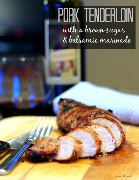 Pork Tenderloin Marinade made with brown sugar & balsamic! Easy and delicious! #pork #grill #marinade Best Pork Tenderloin Marinade, Brown Sugar Pork Tenderloin, Tenderloin Marinade, Balsamic Pork Tenderloins, Pork Tenderloin Marinade, Balsamic Marinade, Balsamic Pork, Marinade Recipes, Pork Tenderloin Recipes