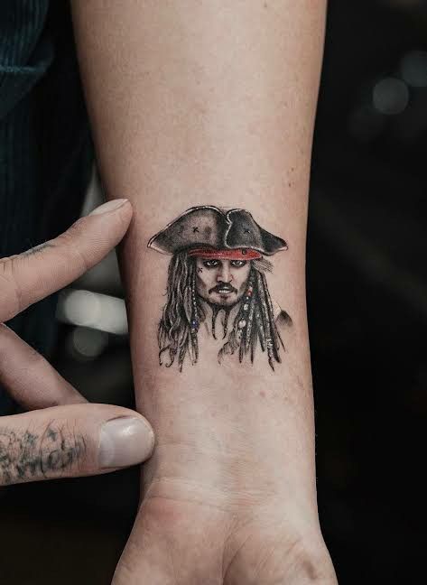 Jack Sparrow Skull Tattoo, Pirate Tattoo Stencil, Pirate Tattoo Jack Sparrow, Small Pirates Of The Caribbean Tattoo, Captain Jack Sparrow Tattoo, Pirates Of The Caribbean Funny, Jack Sparrow Tattoo, Pirates Of The Caribbean Tattoo, Captian Jack Sparrow