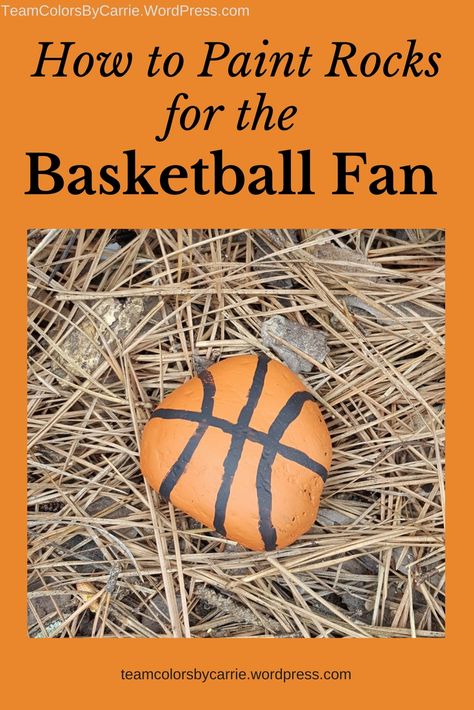 Add a bright splash of color to your garden or potted plants with a painted rock showcasing your favorite sports!  #Basketball Sports Themed Painted Rocks, Basketball Painted Rocks, Painted Basketball, Team Spirit Crafts, Sports Paint, Painted Bricks Crafts, How To Paint Rocks, Basketball Painting, Brick Crafts